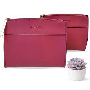 Elizabeth Arden Pink Faux Leather Cosmetic Bag Set (2) | Suede-Like Interior